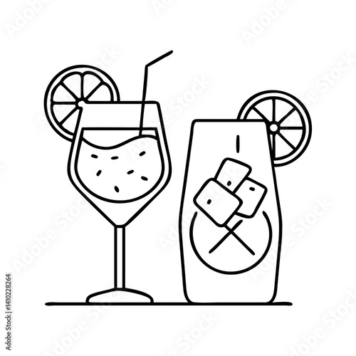 gin and tonic icon, gin and tonic vector illustration-simple illustration of gin and tonic, perfect for gin and tonic logos and icons