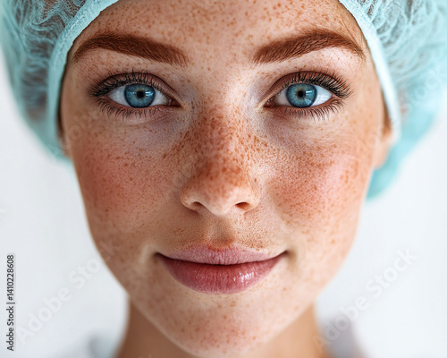 Obraz na płótnie Beautiful nurse close-up, doctor and nurse portrait close-up w salonie