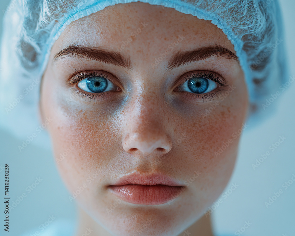 Beautiful nurse close-up, doctor and nurse portrait close-up