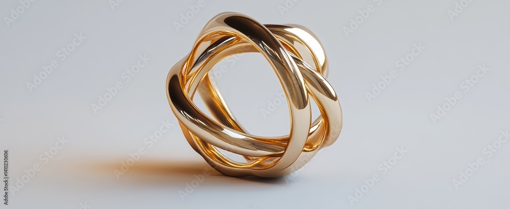 Intricate gold ring with interwoven bands. Intricate gold ring with interwoven bands.