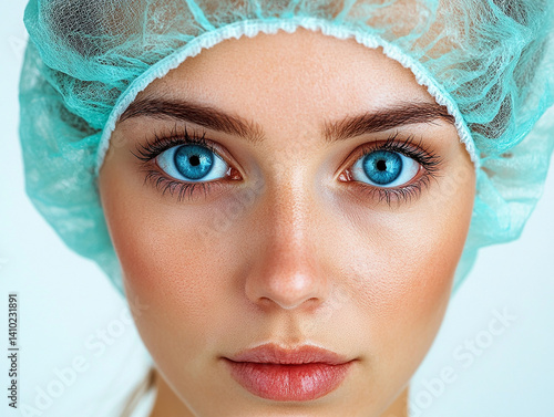 Beautiful nurse close-up, doctor and nurse portrait close-up