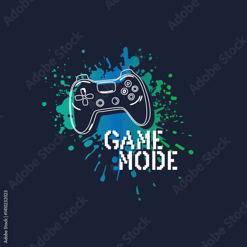 Game Mode joystick splatter background vector graphic