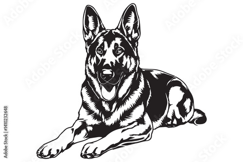 German Shepherd dog illustration vector