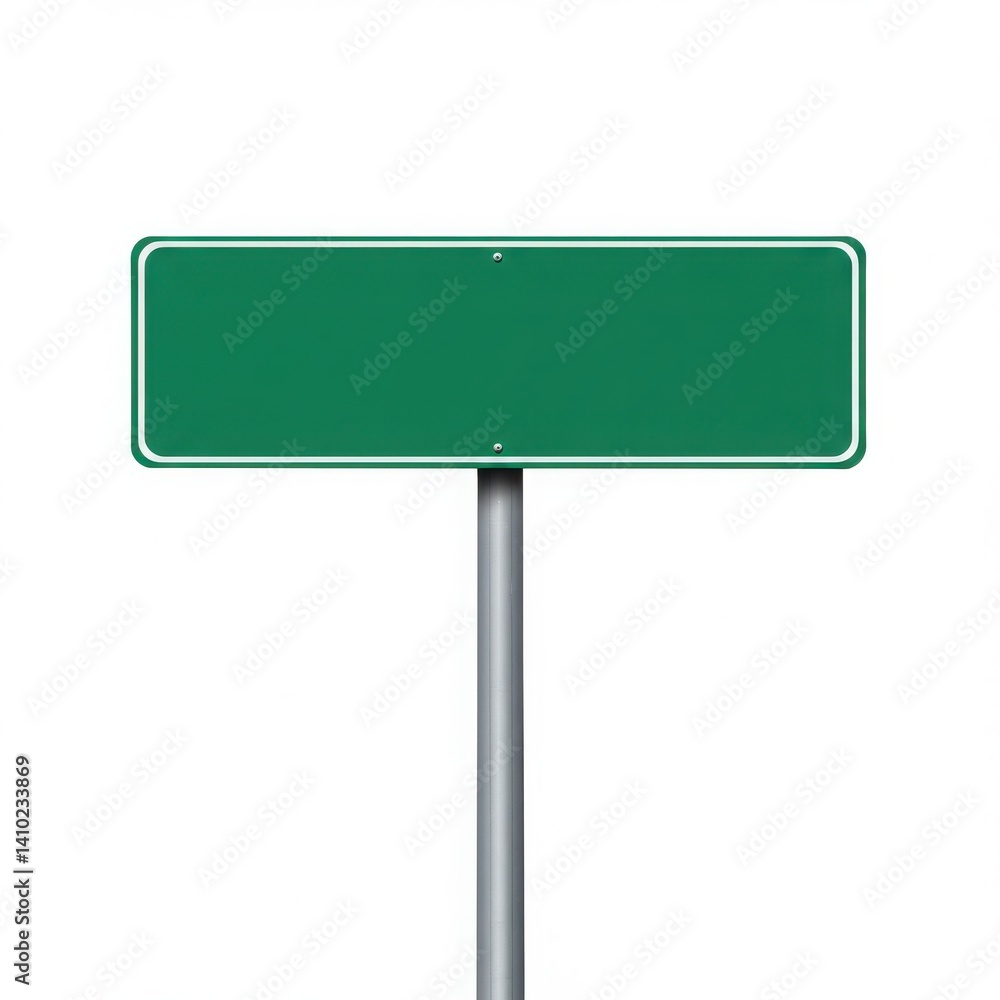 Green blank sign on metal pole isolated isolated on white background Green blank sign on metal pole isolated isolated on white background