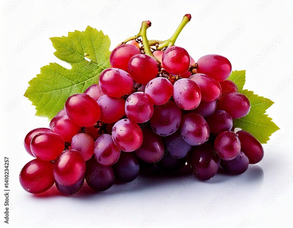 Fototapeta premium red grapes bunch isolated on white background. Generative AI