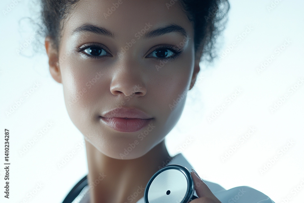 Beautiful nurse close-up, doctor and nurse portrait close-up