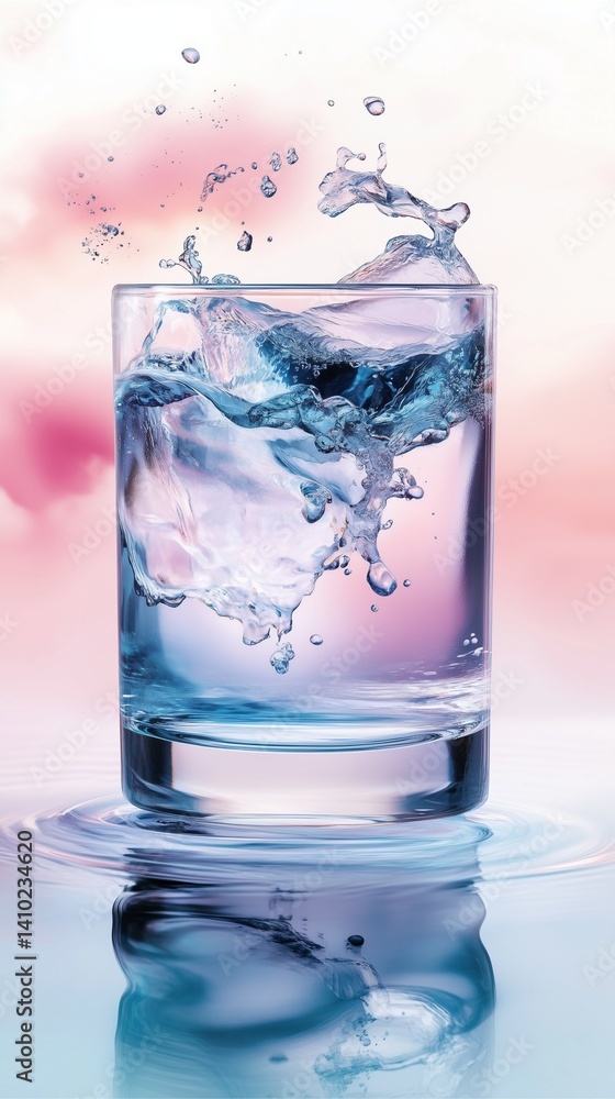 Refreshing water splash in glass serene setting beverage photography clear background close-up liquid dynamics Refreshing water splash in glass serene setting beverage photography clear background close-up liquid dynamics