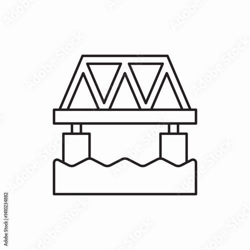 Bridge river icon vector sign