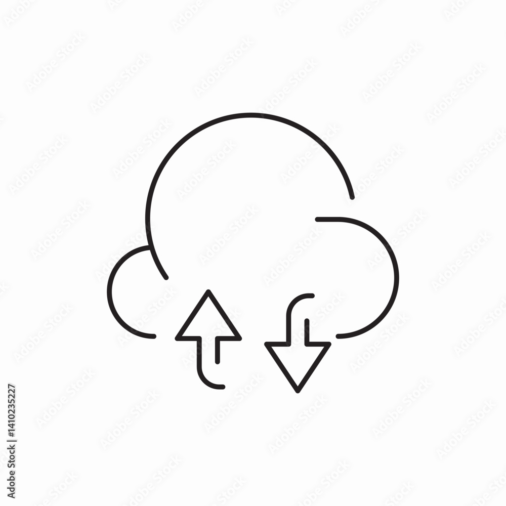 Cloud data transfer service icon vector sign Cloud data transfer service icon vector sign