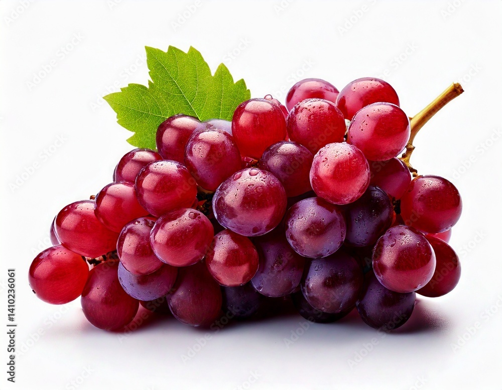 Fototapeta premium red grapes bunch isolated on white background. Generative AI