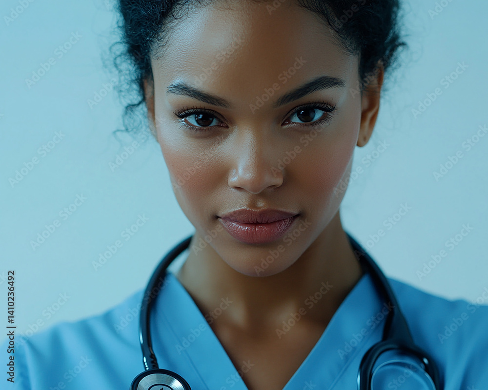Beautiful nurse close-up, doctor and nurse portrait close-up