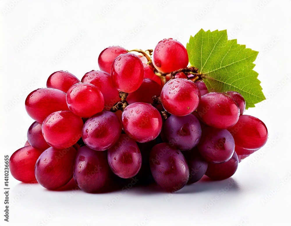 Fototapeta premium red grapes bunch isolated on white background. Generative AI