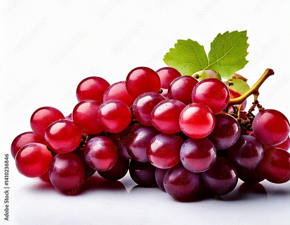 Fototapeta premium red grapes bunch isolated on white background. Generative AI