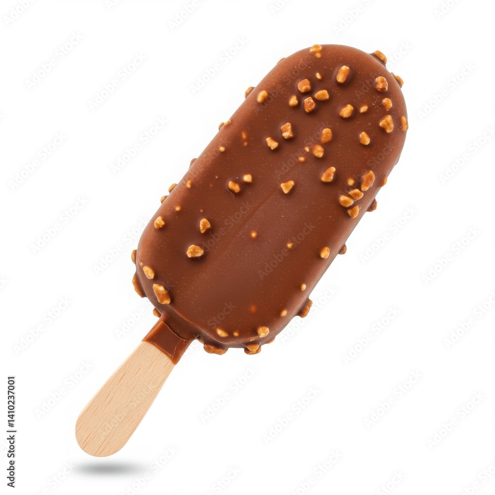 Chocolate bar with nuts on a stick view isolated on white background Chocolate bar with nuts on a stick view isolated on white background