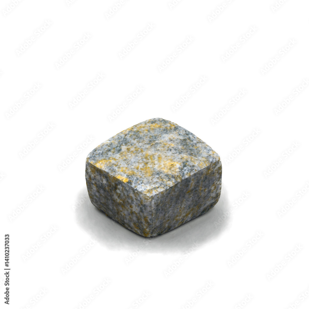 Bastnasite stone in square shape 3D on transparent Bastnasite stone in square shape 3D on transparent