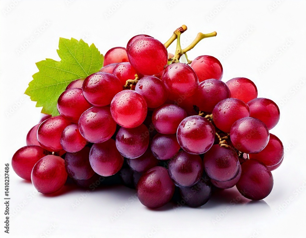 red grapes bunch isolated on white background. Generative AI red grapes bunch isolated on white background. Generative AI