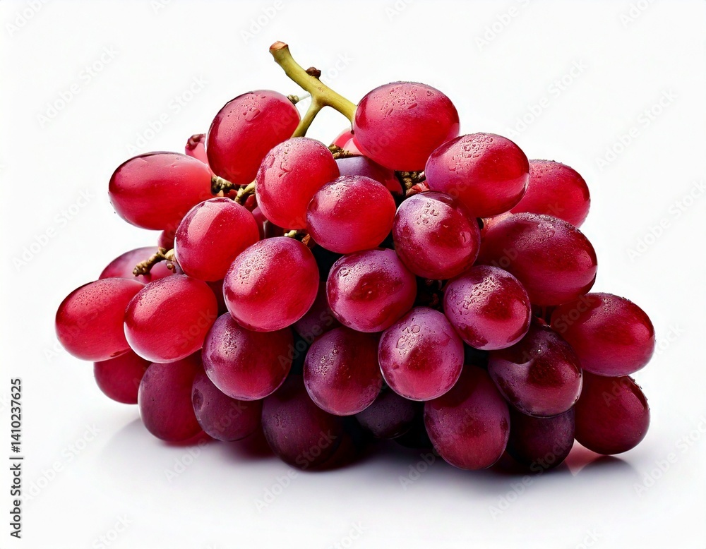 Fototapeta premium red grapes bunch isolated on white background. Generative AI