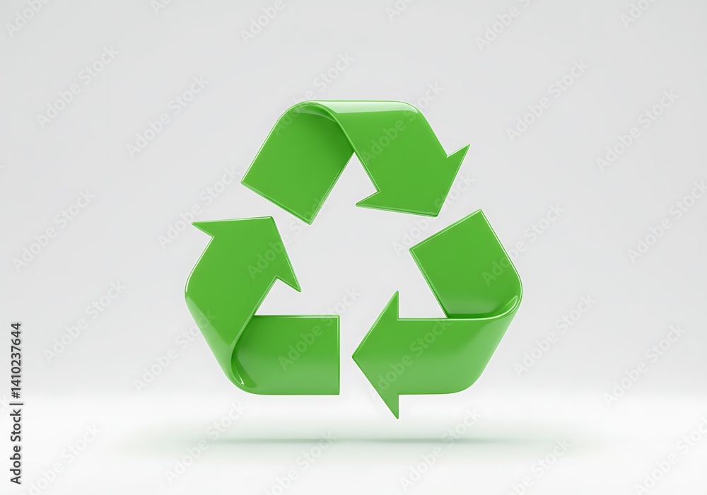 Obraz premium Bright green recycling symbol against a plain background.