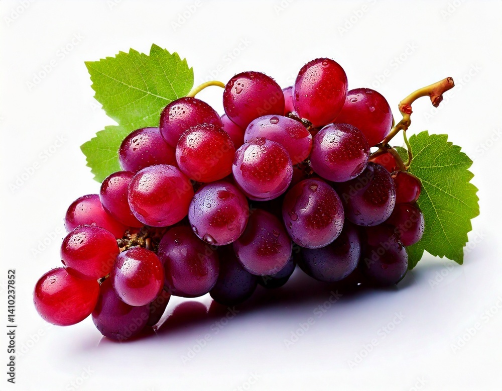 Fototapeta premium red grapes bunch isolated on white background. Generative AI