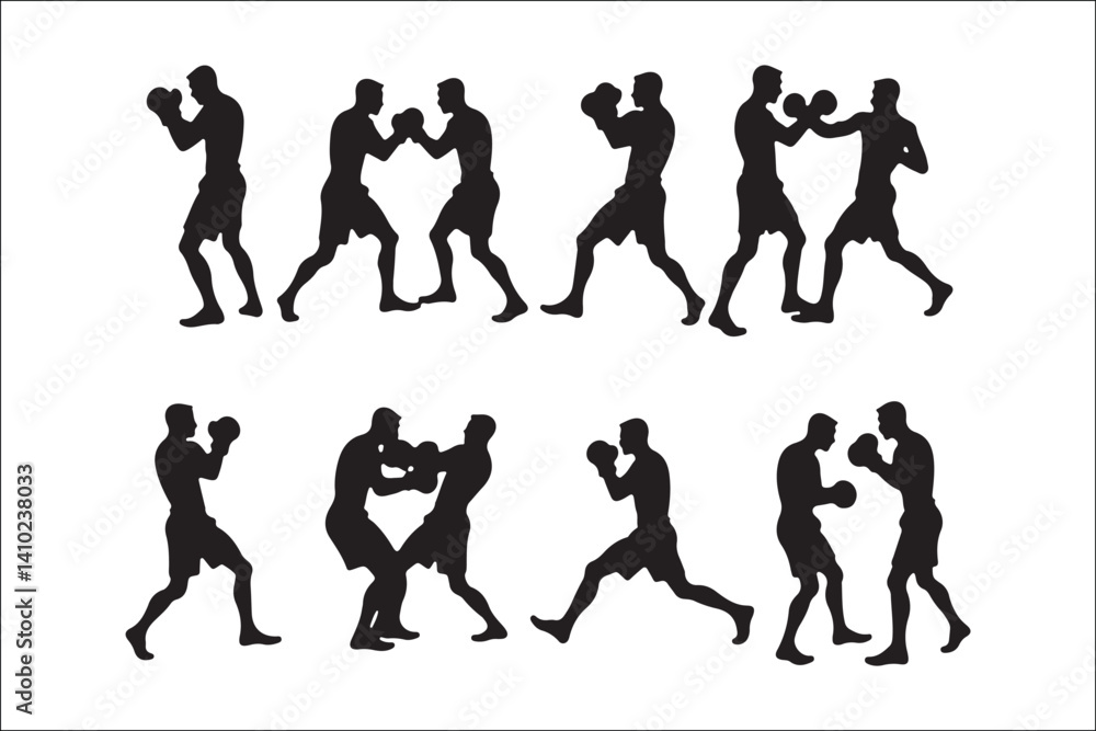 Naklejka premium Boxer Silhouette Vector | Fighter SVG Clipart for Combat Sports DesignsBoxing SVG Silhouette | Punching Fighter Vector for T-Shirts & LogosMMA Boxer Vector | Martial Arts Silhouette Clipart for DI