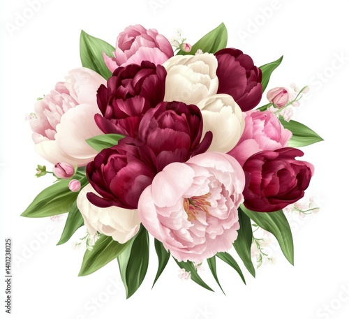 Elegant floral bouquet, mixed pastel and dark tones