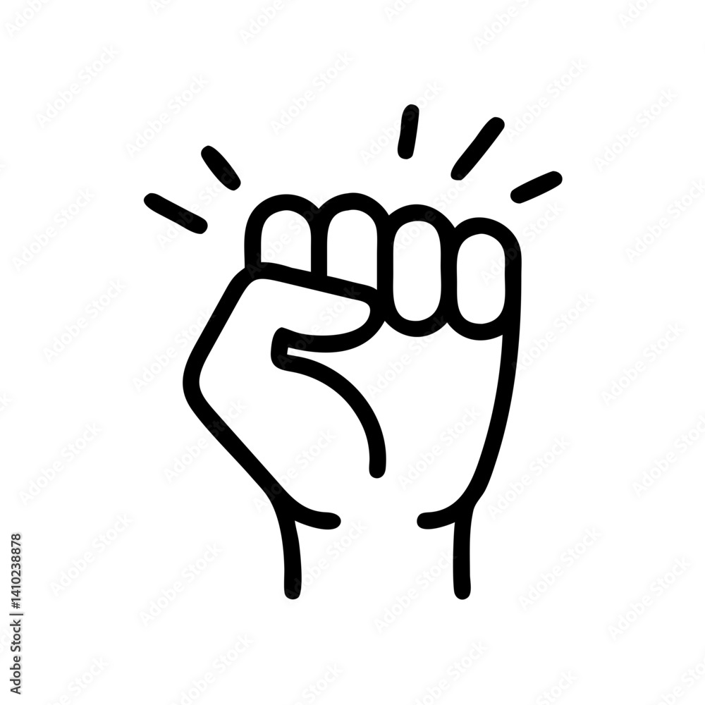 Raised fist symbolizing strength and solidarity in minimalist style Raised fist symbolizing strength and solidarity in minimalist style