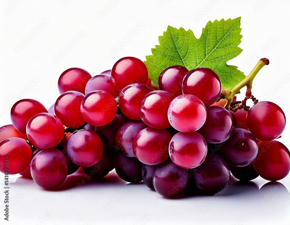Fototapeta premium red grapes bunch isolated on white background. Generative AI