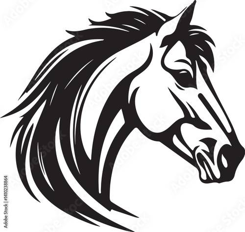black horse head silhouette