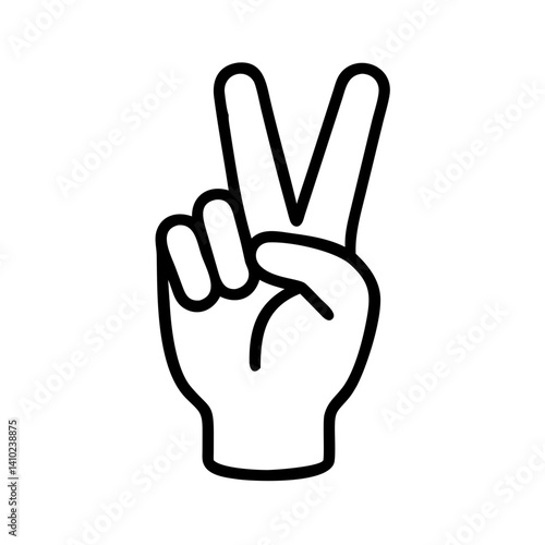 Hand showing peace sign in minimalist style  