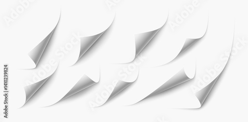 Collection of Curled Page Corner Effects on a Background Vector Illustration for Design