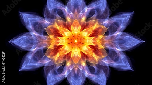 Abstract Fiery Flower Mandala Design