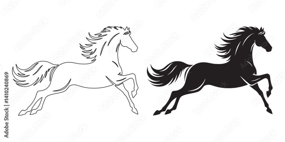 Fototapeta premium High-speed horse silhouette – dynamic vector design for wild and sports logos – horse silhouette – horse vector – horse illustration – horse outline – horse icon – horse line art