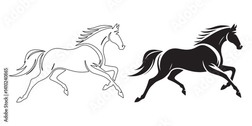Horse in motion vector – active running silhouette for sports branding – horse silhouette – horse vector – horse illustration – horse outline – horse icon – horse line art

