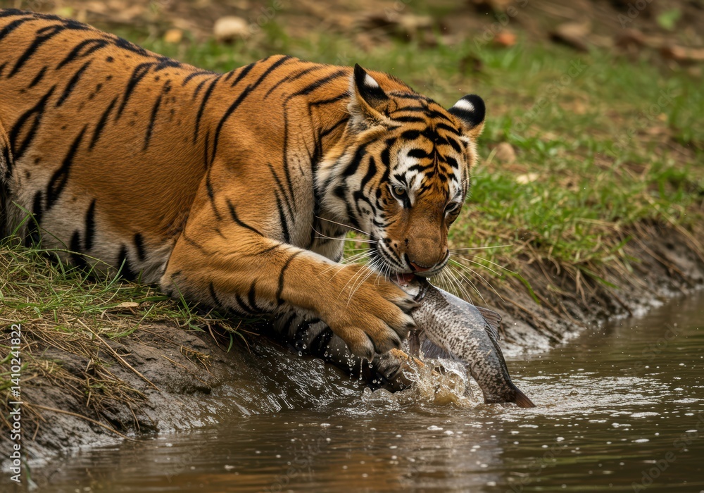 Obraz premium Majestic Bengal Tiger Illustration – Power, Grace, and Wild Beauty in Nature