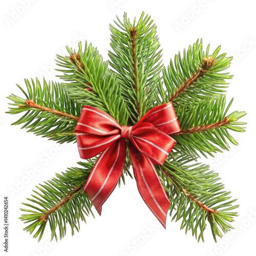 christmas tree branch with red bow