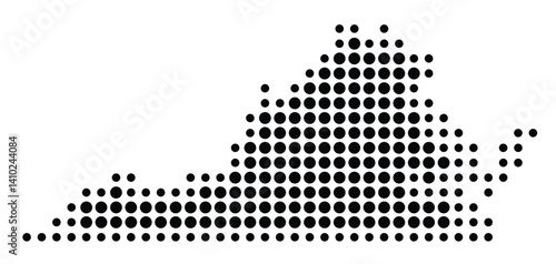 Symbol Map of the State Virginia (United States of America) showing the state with a pattern of black circles