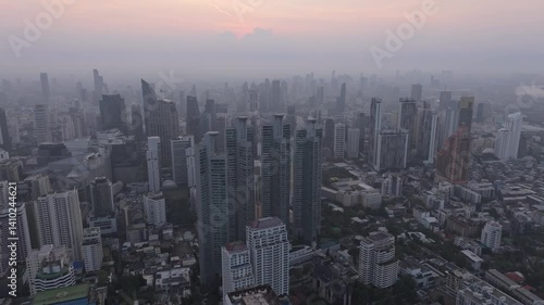 Wallpaper Mural Bangkok city skyline filled with modern glass towers. Aerial drone video Torontodigital.ca