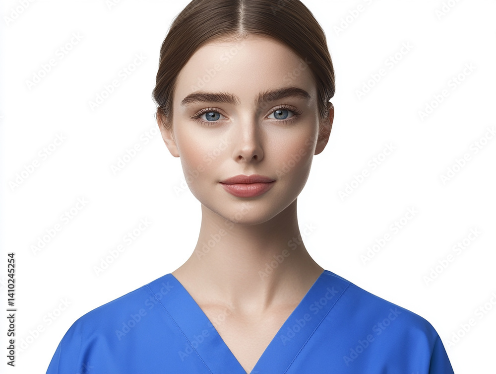 Beautiful nurse close-up, doctor and nurse portrait close-up