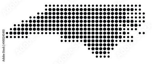 Symbol Map of the State North Carolina (United States of America) showing the state with a pattern of black circles