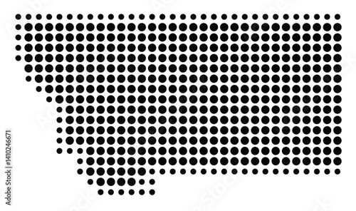 Symbol Map of the State Montana (United States of America) showing the state with a pattern of black circles