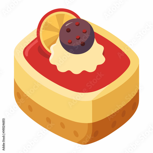 A round cake topped with a fresh strawberry, showcasing a smooth frosting and a simple, elegant design.