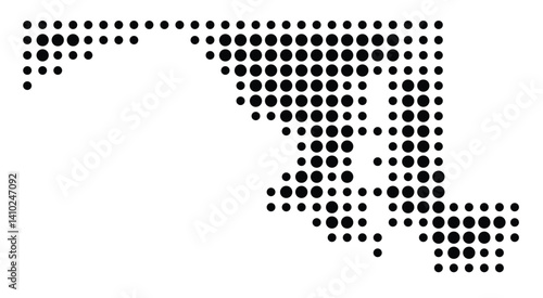 Symbol Map of the State Maryland (United States of America) showing the state with a pattern of black circles