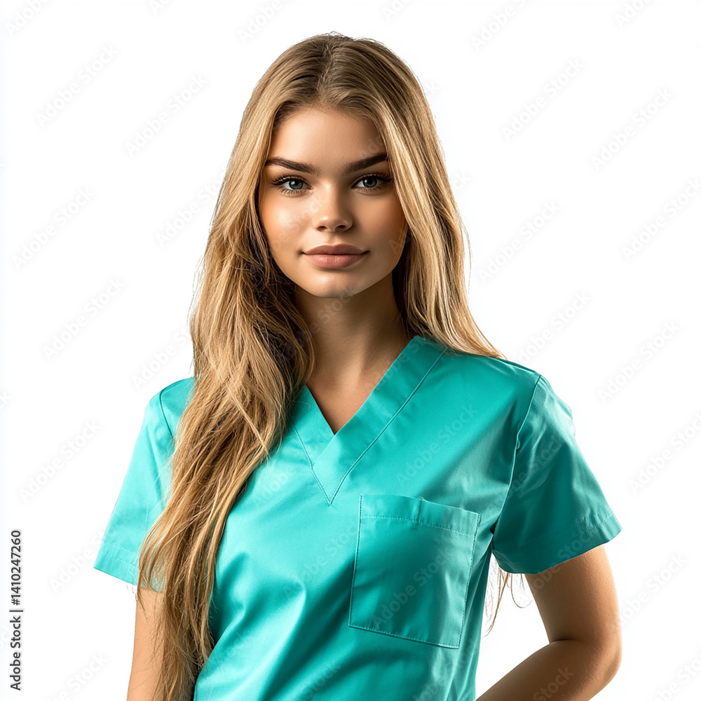 Beautiful nurse close-up, doctor and nurse portrait close-up