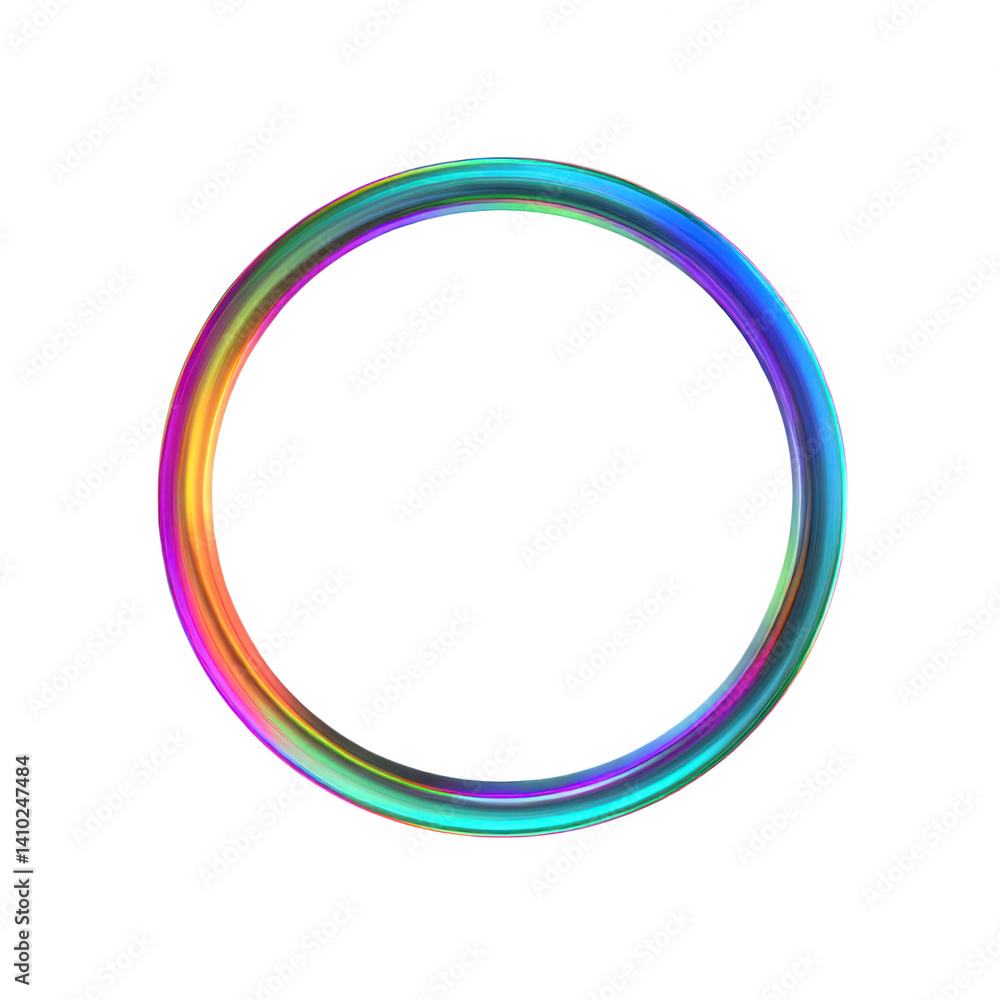 Iridescent ring object with a colorful gradient isolated on transparent background Iridescent ring object with a colorful gradient isolated on transparent background
