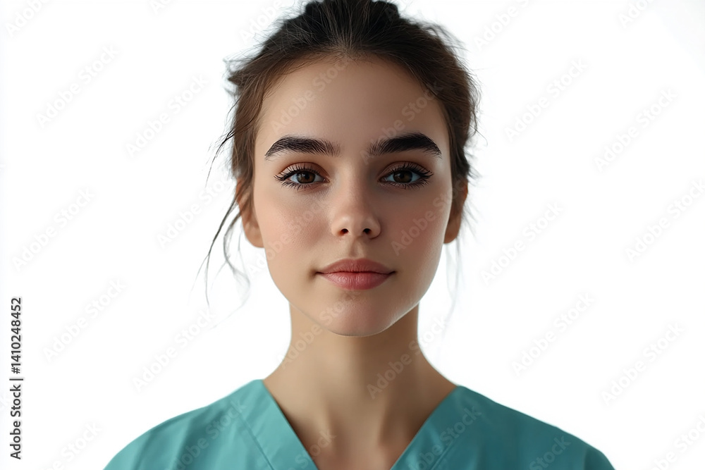 Beautiful nurse close-up, doctor and nurse portrait close-up