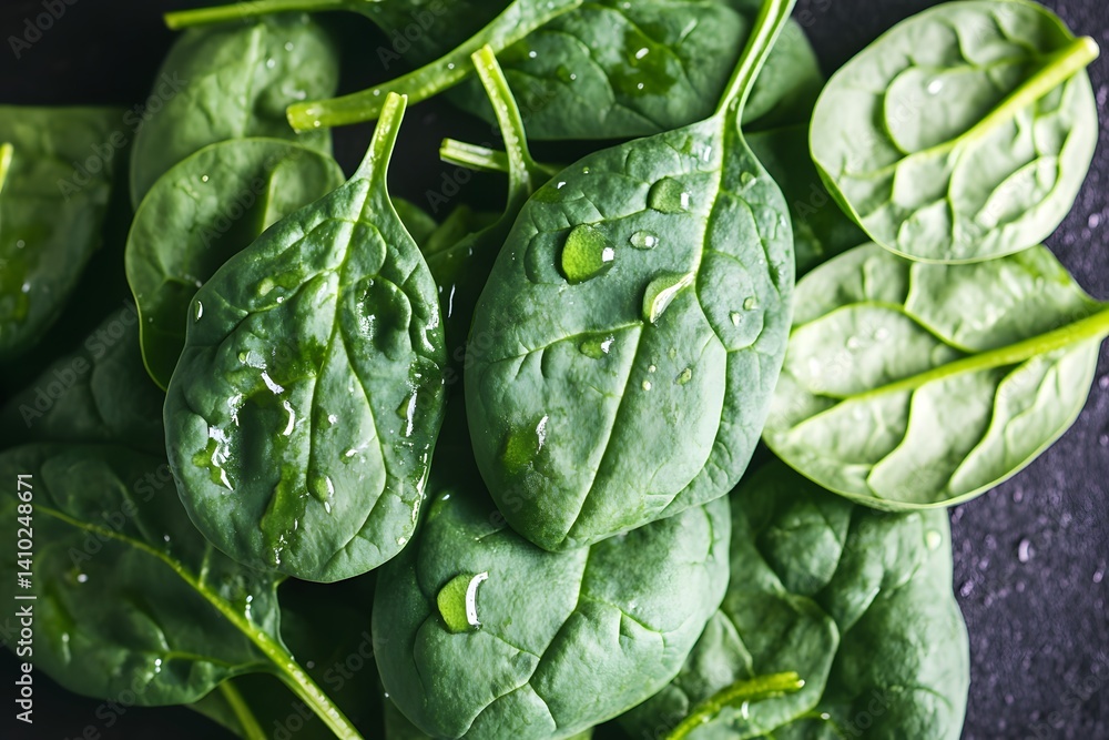 Fototapeta premium Fresh Green Spinach Leaves Close Up Texture