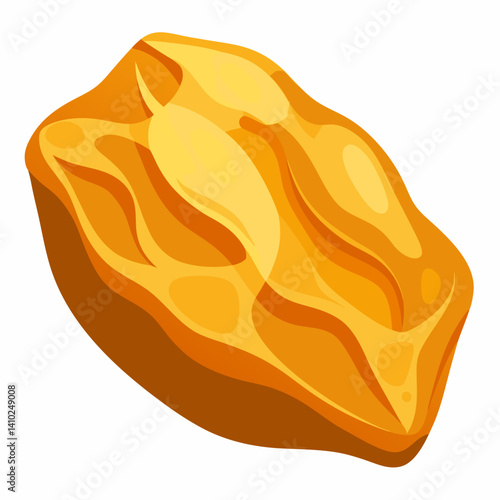 A close-up view of a golden stone with a smooth surface, reflecting light and showcasing its rich golden hue.