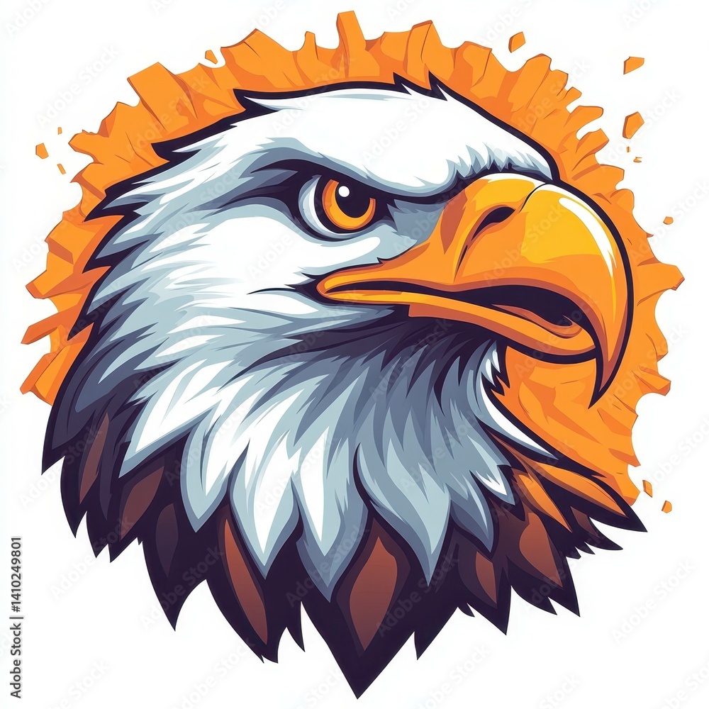 Obraz premium Bold eagle head illustration featuring vibrant colors and detailed feathers in a striking design
