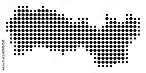 Symbol Map of the Region Kosicky (Slovakia) showing the territory with a pattern of black circles