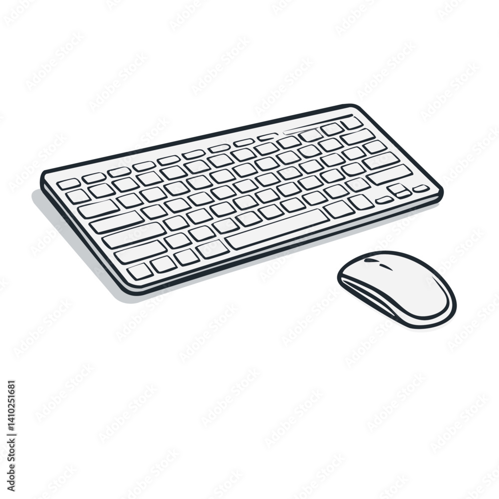 white keyboard and mouse vector icon design